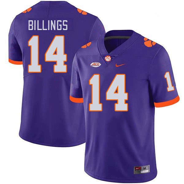 Men #14 Rob Billings Clemson Tigers College Football Jerseys Stitched-Purple